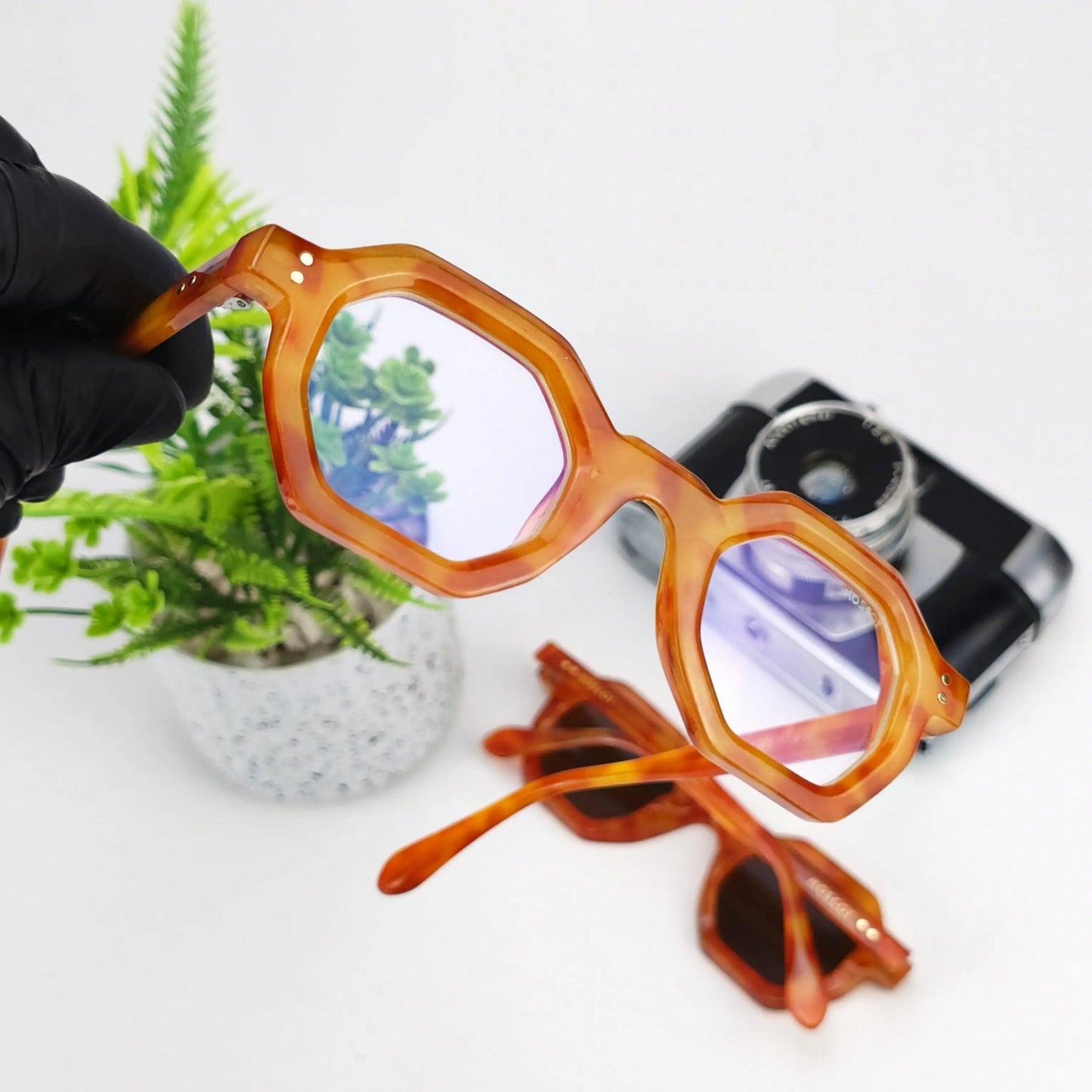 MOSCOT HEXA BROWN TRANS LENSES