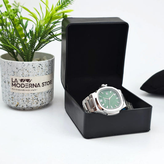 PATEK PHILIPE SILVER NAUTILUS GREEN BORD