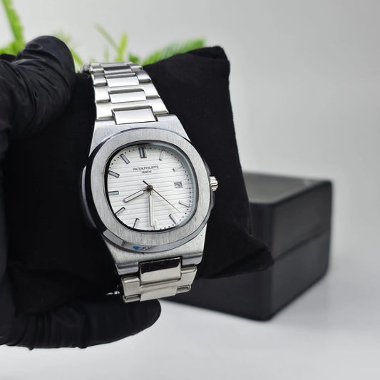 PATEK PHILIPE SILVER NAUTILUS WHITE BORD