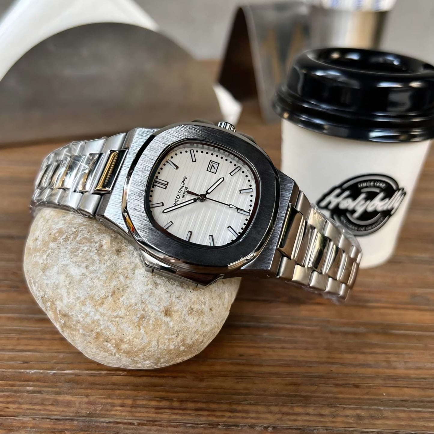 PATEK PHILIPE SILVER NAUTILUS WHITE BORD