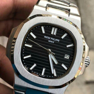 PATEK PHILIPE SILVER NAUTILUS BLACK BORD